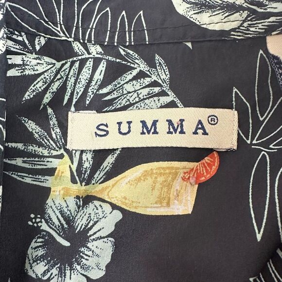 Summa Men's Size M Silk Button Up Hawaiian Aloha Shirt Tropical Cocktail Print‎ - Picture 6 of 10